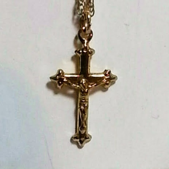 14kt GF over sterling crucifix pendant necklace 18"